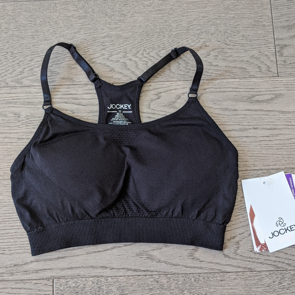 Jockey Sport Removable Cup Seamless Cami Racerback Sports Bra Black Small